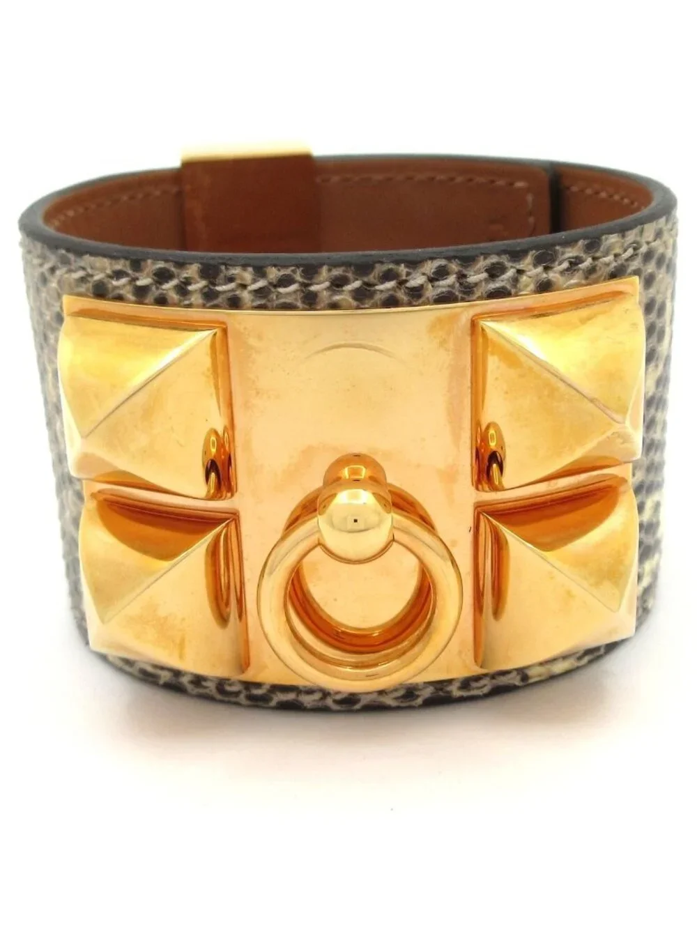 Hermes Bracelet Medor Collier de Chien Black Ivory Pink Gold